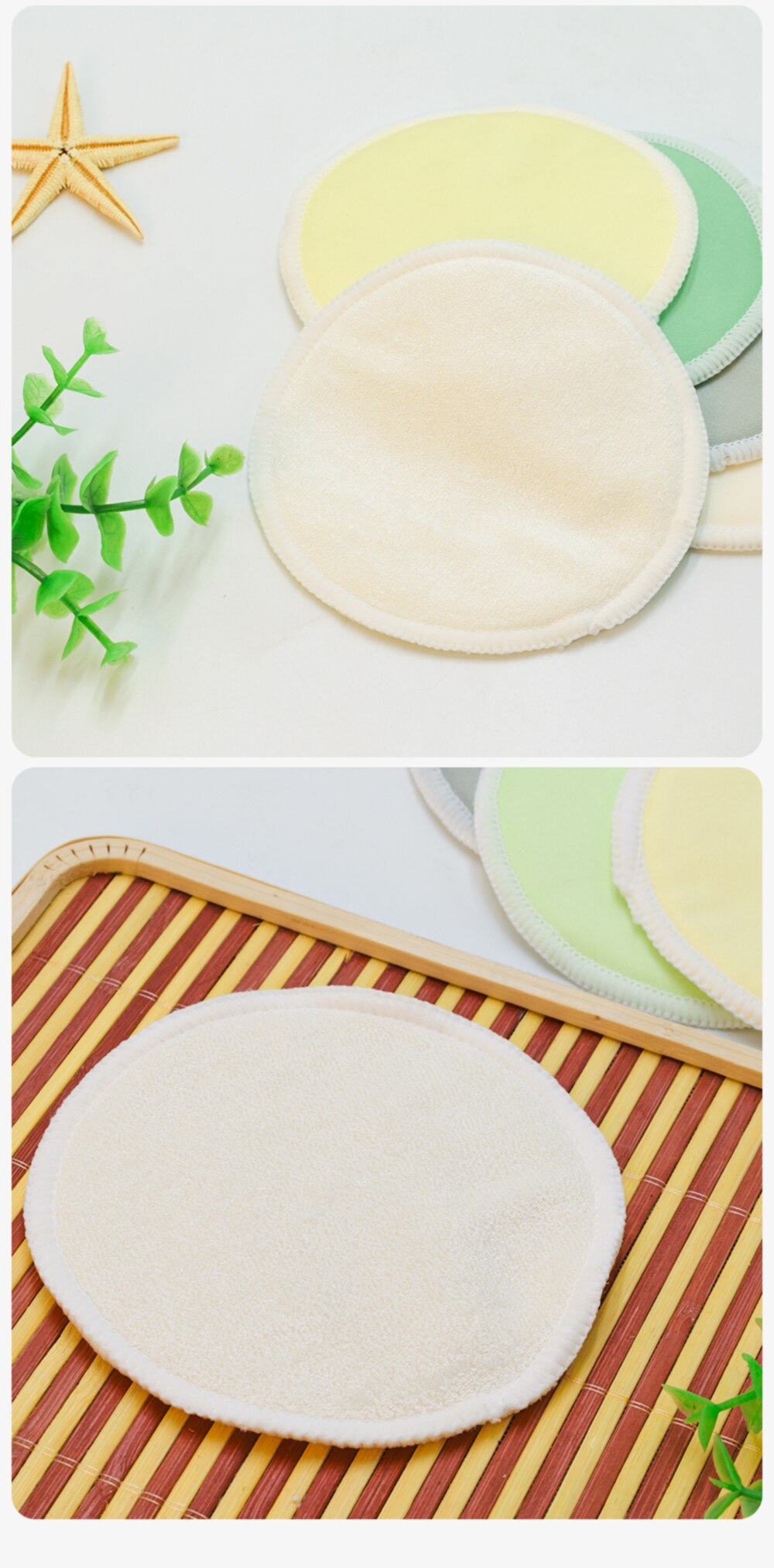 [Mumsbest] 4 PCS Ecological Reusable Nursing pads Bamboo Breast Pads Bamboo Washable Contoured Feeding pads For Women Contoured